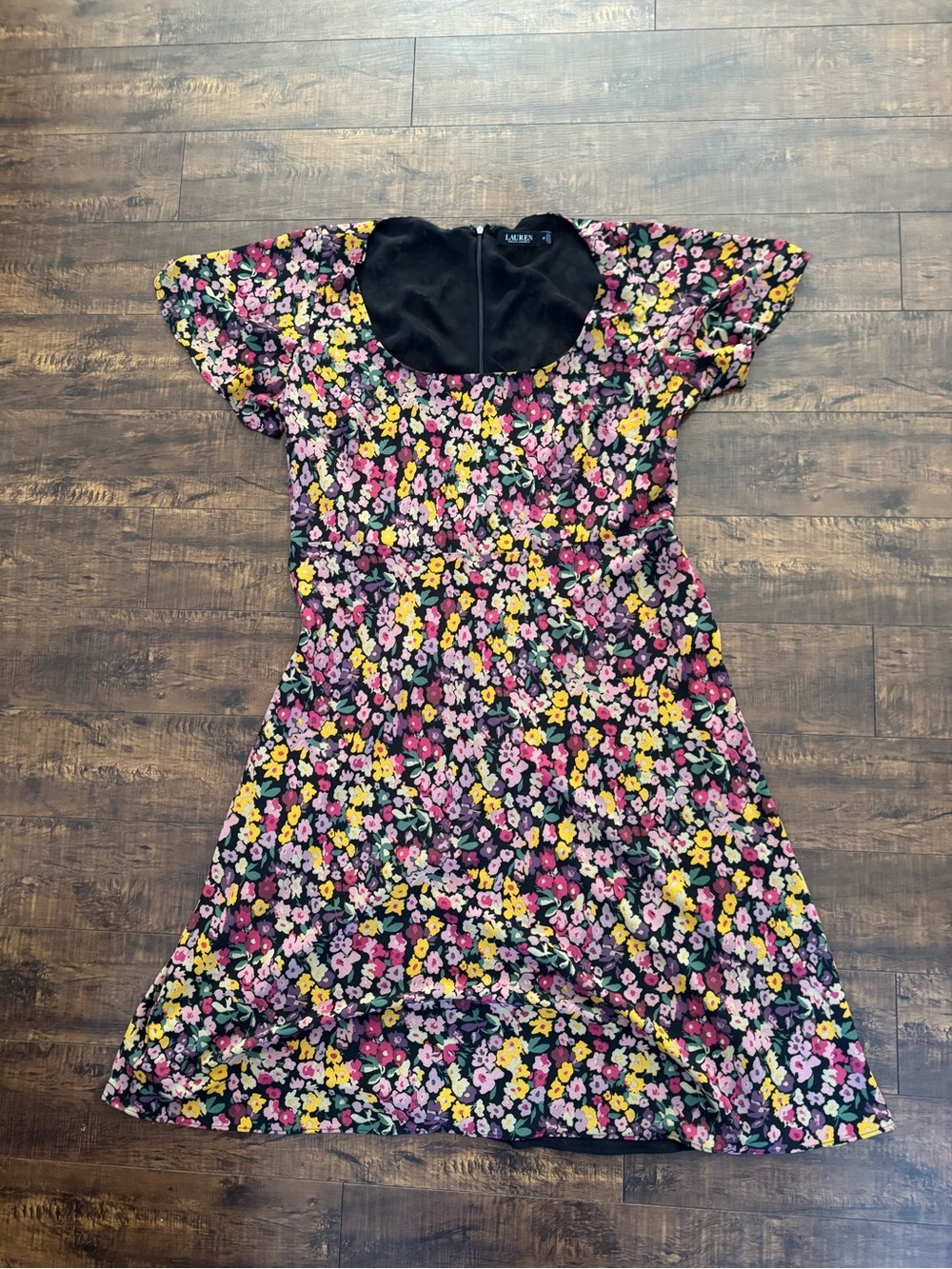 Lauren Ralph Lauren Black Floral High-Low Midi Dress - Picture 2 of 9